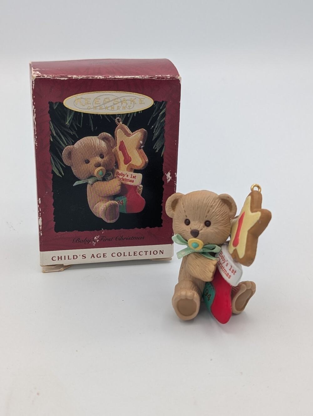 1992 Hallmark Keepsake Ornament Baby's First Christmas Teddy Bear Age 1 VTG MIB